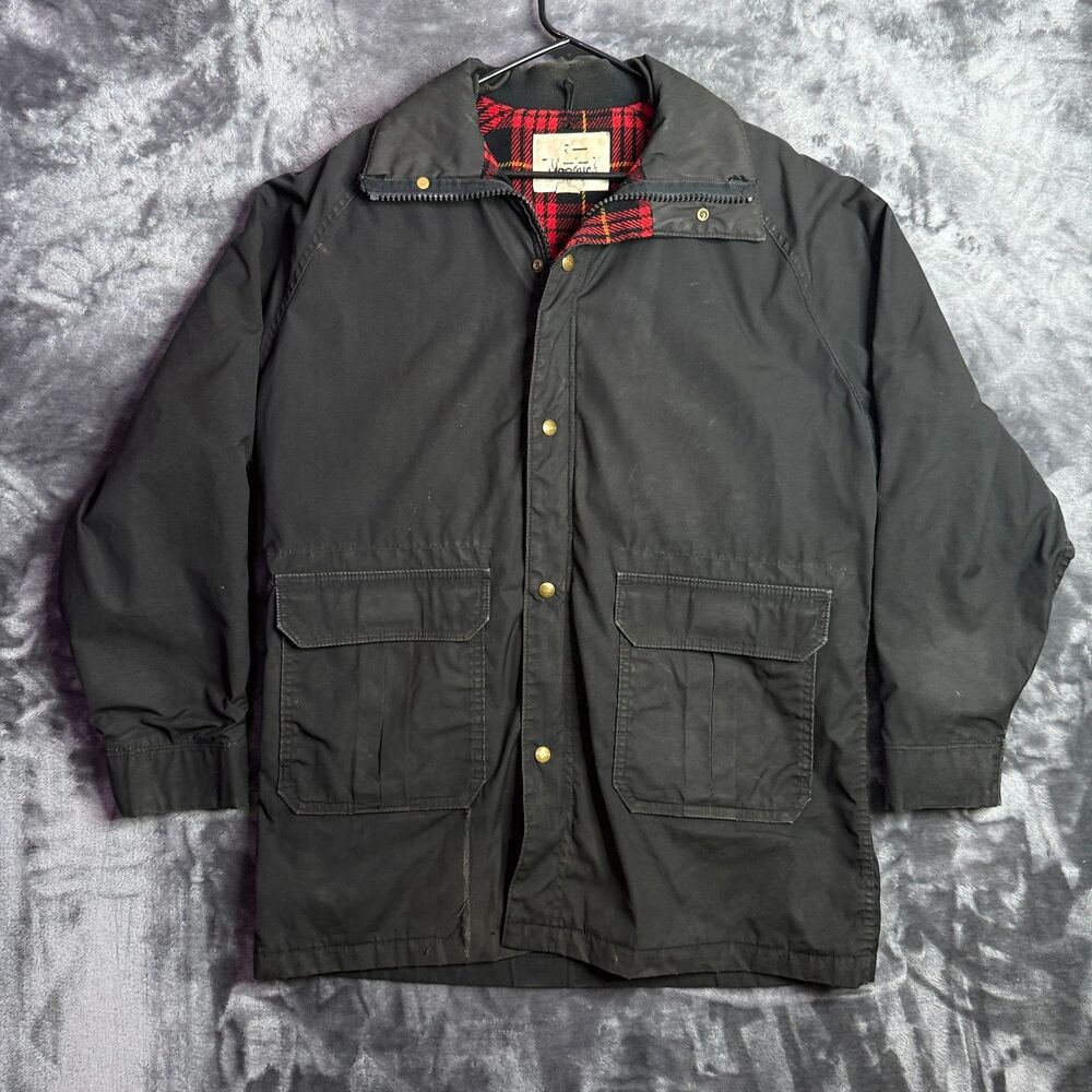 Vintage Woolrich Barn Field Coat Wool Flannel Lining Size XX-Large Black